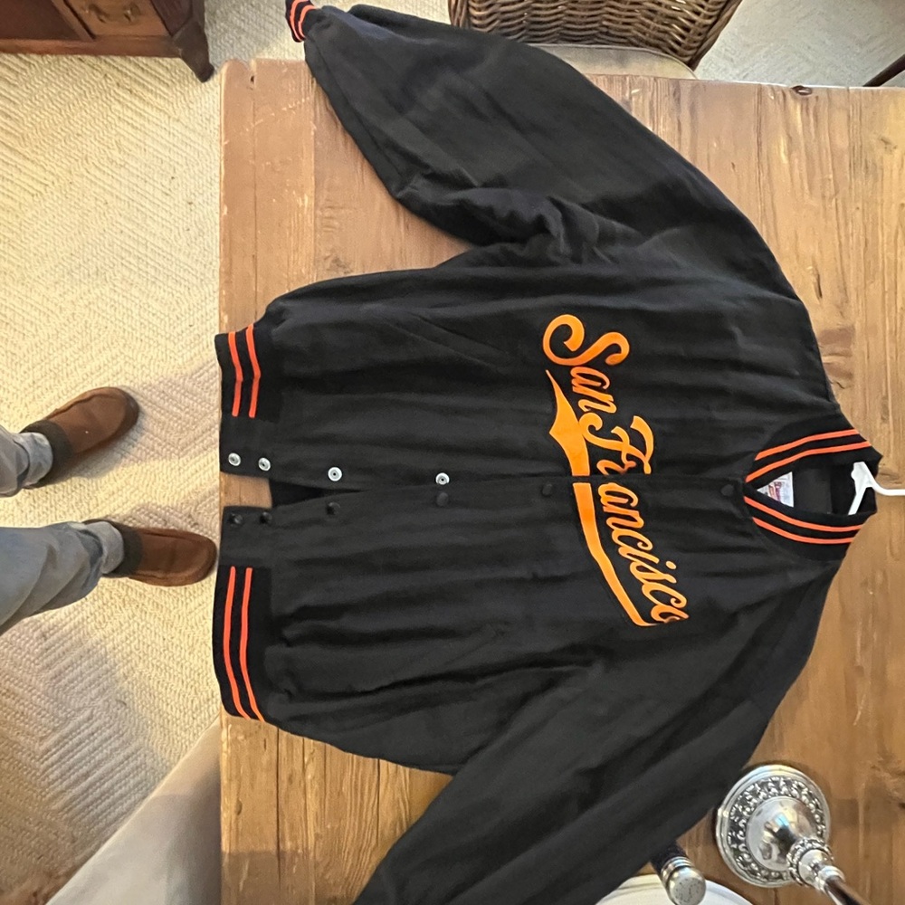 STARTER Black and Orange San Francisco  Spellout Jacket. Classic Starter